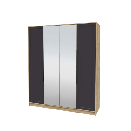 Шкаф распашной Тренд КТ-Ш4 (з) (Дуб золотой ЛДСП/ Пепел ЛМДФ) Ш1800 В2128 Г547